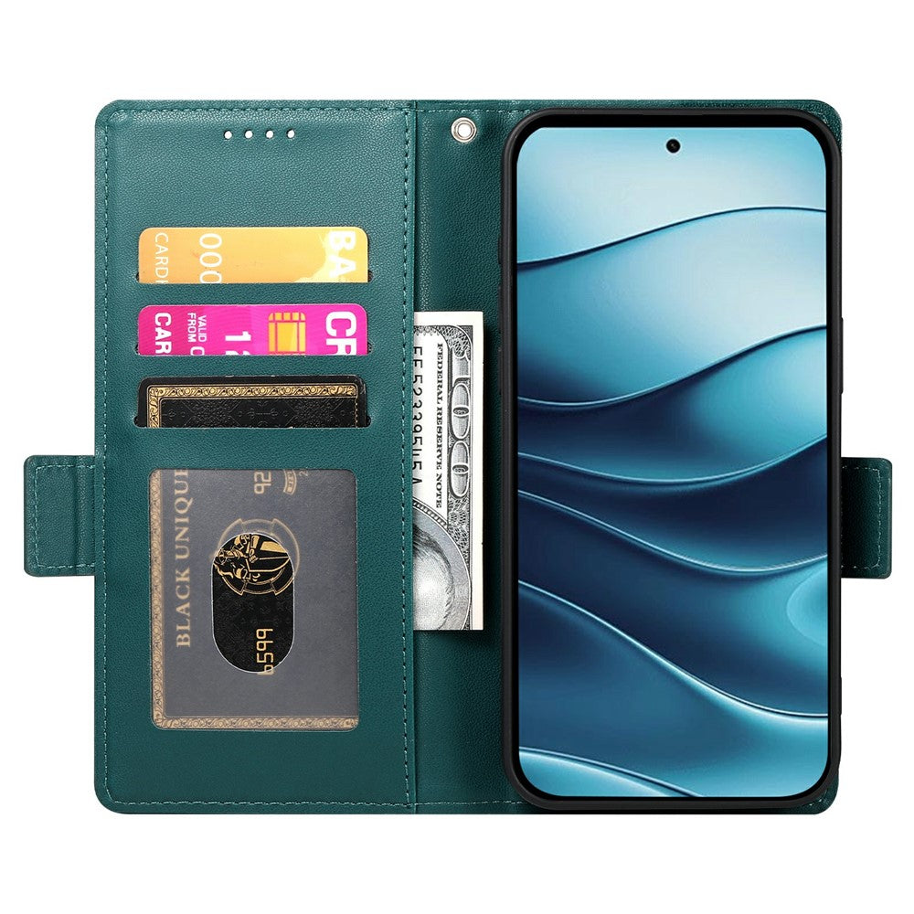For Xiaomi Redmi Note 15 Pro 4G (Global) Stand Case PU Leather Wallet Phone Cover - Blackish Green