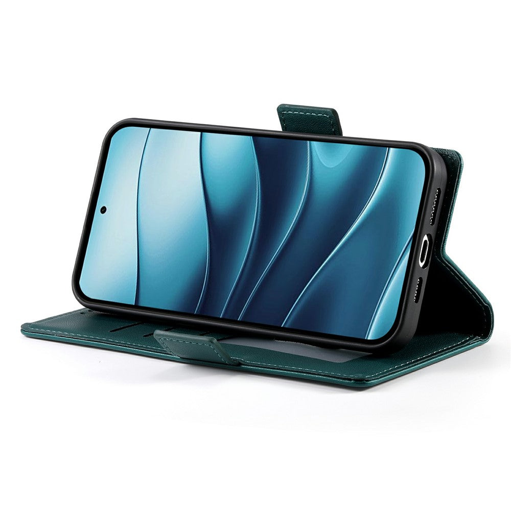 For Xiaomi Redmi Note 15 Pro 4G (Global) Stand Case PU Leather Wallet Phone Cover - Blackish Green