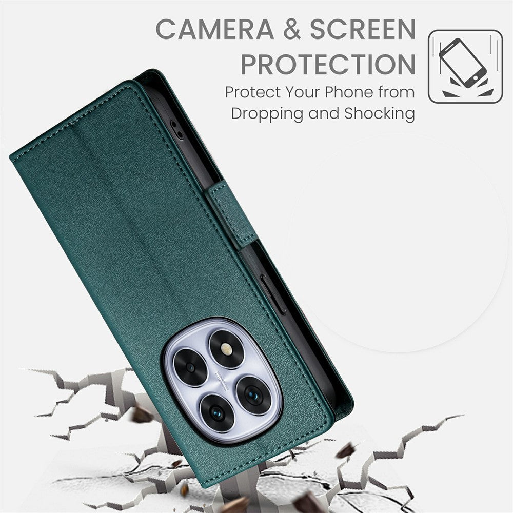 For Xiaomi Redmi Note 15 Pro 4G (Global) Stand Case PU Leather Wallet Phone Cover - Blackish Green