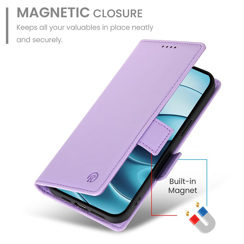 For Xiaomi Redmi Note 15 Pro 4G (Global) Stand Case PU Leather Wallet Phone Cover - Purple