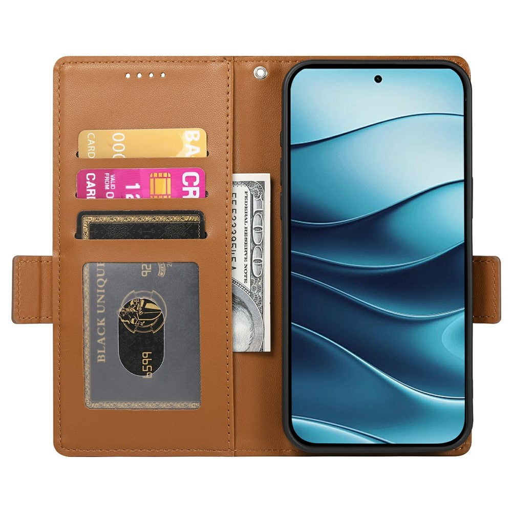 For Xiaomi Redmi Note 15 Pro 4G (Global) Stand Case PU Leather Wallet Phone Cover - Brown
