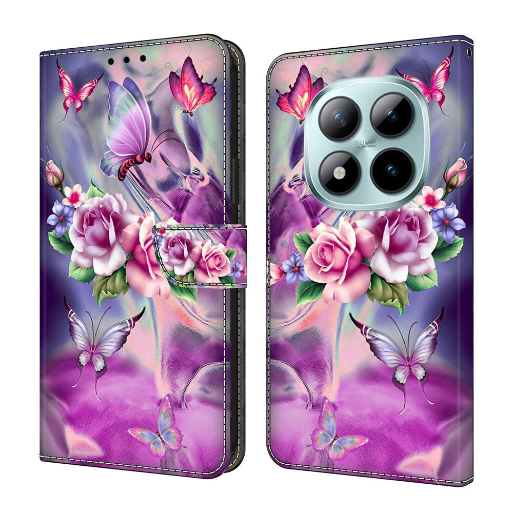 For Xiaomi Redmi Note 15 Pro 5G (Global) Case 3D Pattern PU Leather Wallet Phone Cover with Stand - Butterflies  /  Flowers