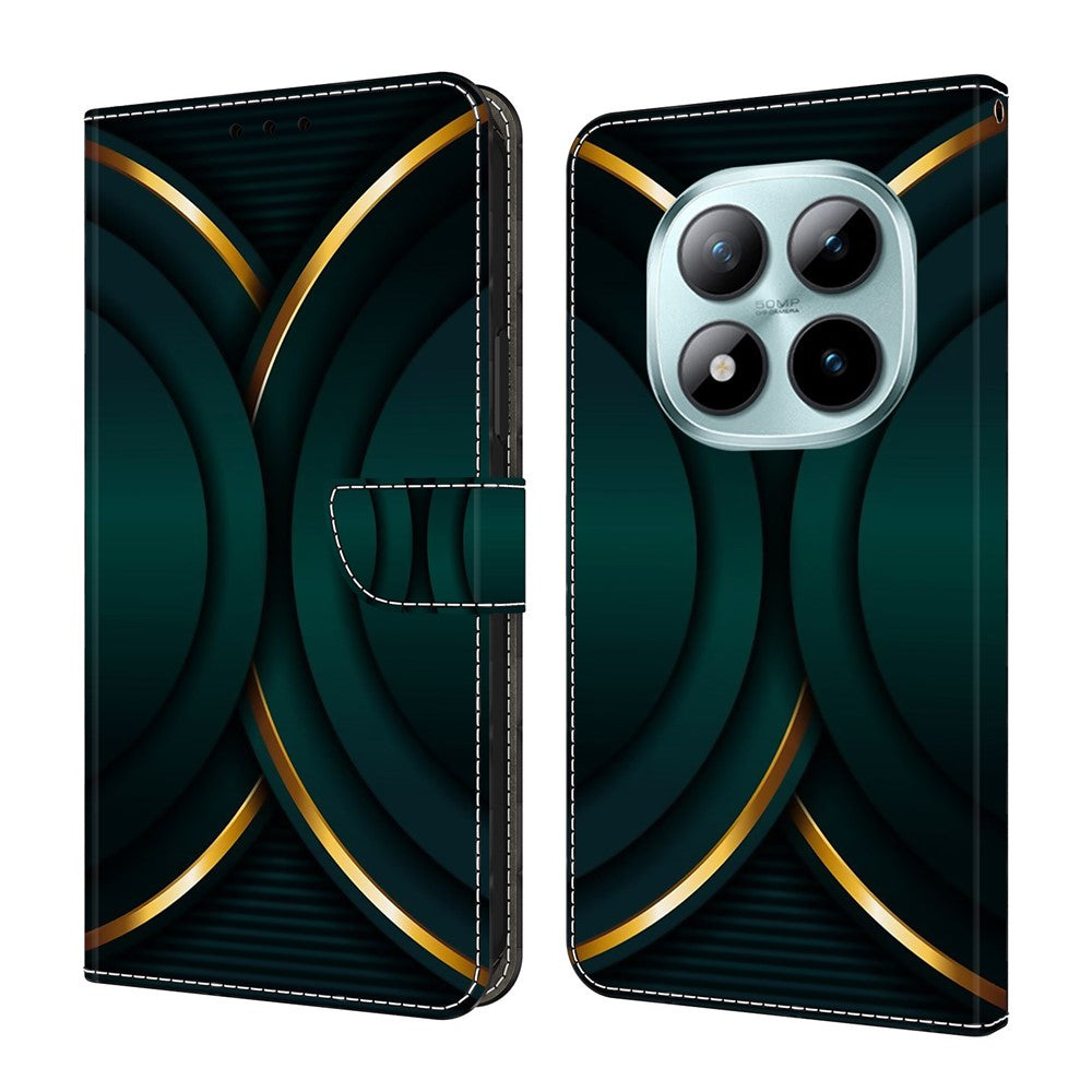 For Xiaomi Redmi Note 15 Pro 5G (Global) Case 3D Pattern PU Leather Wallet Phone Cover with Stand - Gold Contour