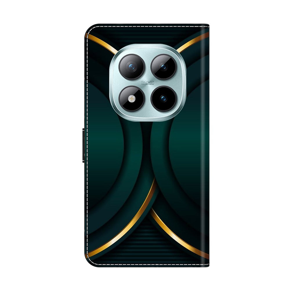 For Xiaomi Redmi Note 15 Pro 5G (Global) Case 3D Pattern PU Leather Wallet Phone Cover with Stand - Gold Contour