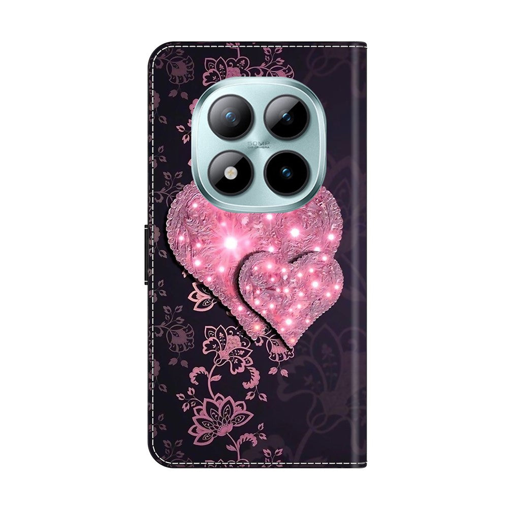 For Xiaomi Redmi Note 15 Pro 5G (Global) Case 3D Pattern PU Leather Wallet Phone Cover with Stand - Lace Hearts