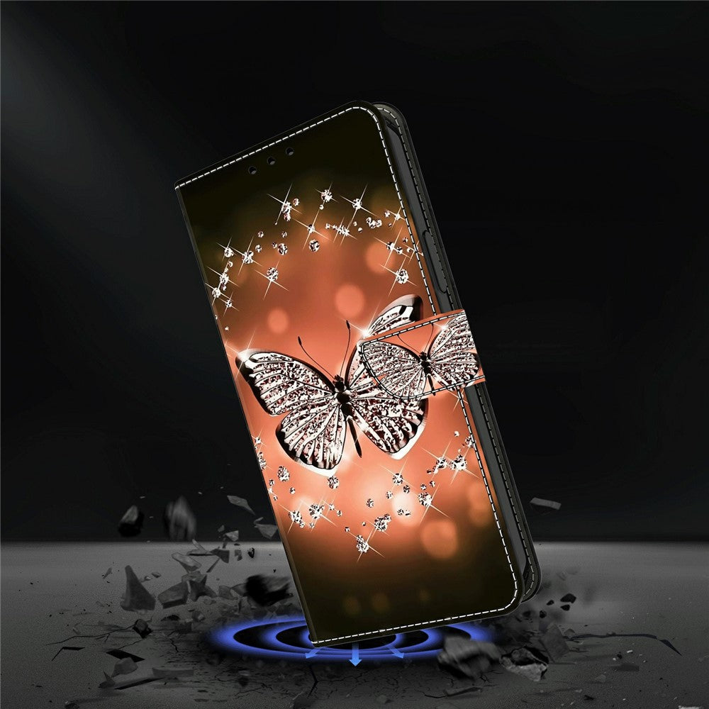 For Xiaomi Redmi Note 15 Pro 5G (Global) Case 3D Pattern PU Leather Wallet Phone Cover with Stand - Crystal Butterfly