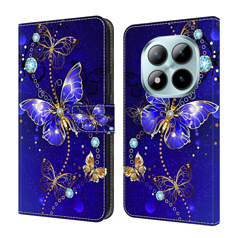 For Xiaomi Redmi Note 15 Pro 5G (Global) Case 3D Pattern PU Leather Wallet Phone Cover with Stand - Diamond Butterfly
