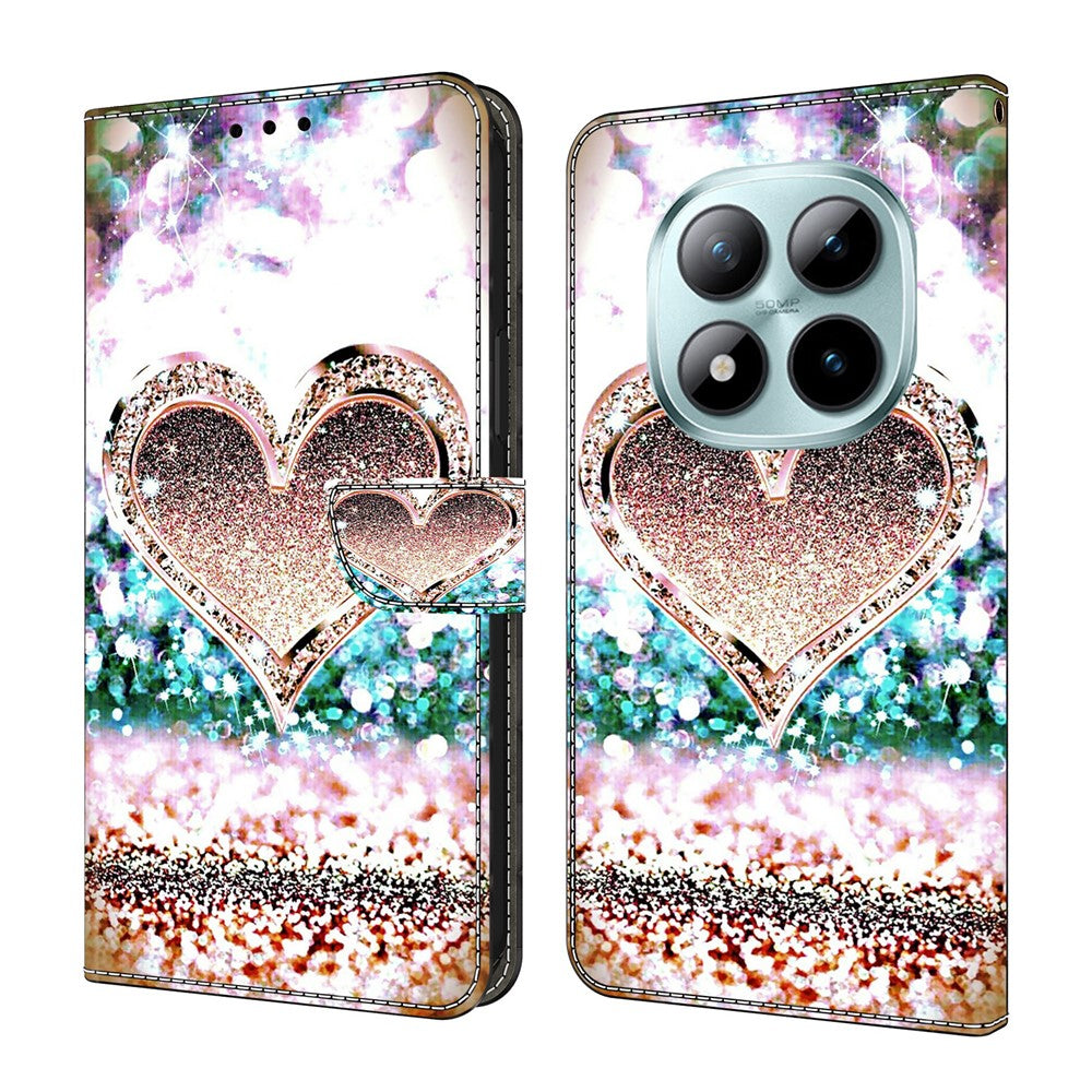 For Xiaomi Poco M8 Pro 5G / Redmi Note 15 Pro+ 5G (Global) Case 3D Pattern PU Leather Wallet Phone Cover with Stand - Pink Diamond Heart