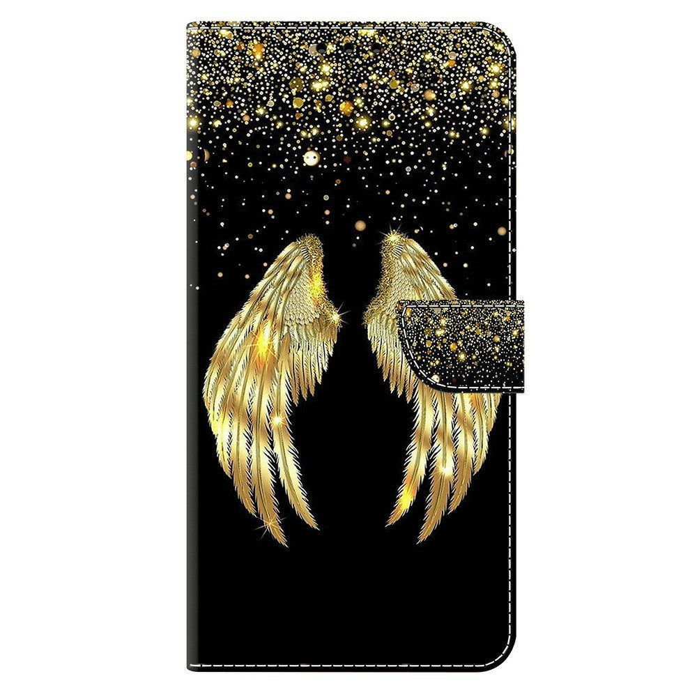 For Xiaomi Poco M8 Pro 5G / Redmi Note 15 Pro+ 5G (Global) Case 3D Pattern PU Leather Wallet Phone Cover with Stand - Gold Wing