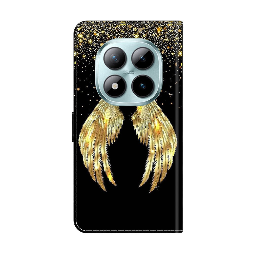 For Xiaomi Poco M8 Pro 5G / Redmi Note 15 Pro+ 5G (Global) Case 3D Pattern PU Leather Wallet Phone Cover with Stand - Gold Wing