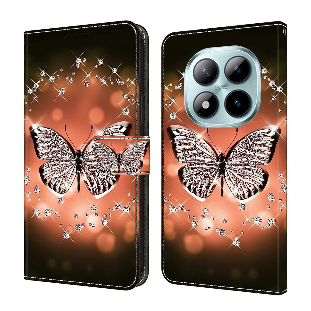 For Xiaomi Poco M8 Pro 5G / Redmi Note 15 Pro+ 5G (Global) Case 3D Pattern PU Leather Wallet Phone Cover with Stand - Crystal Butterfly