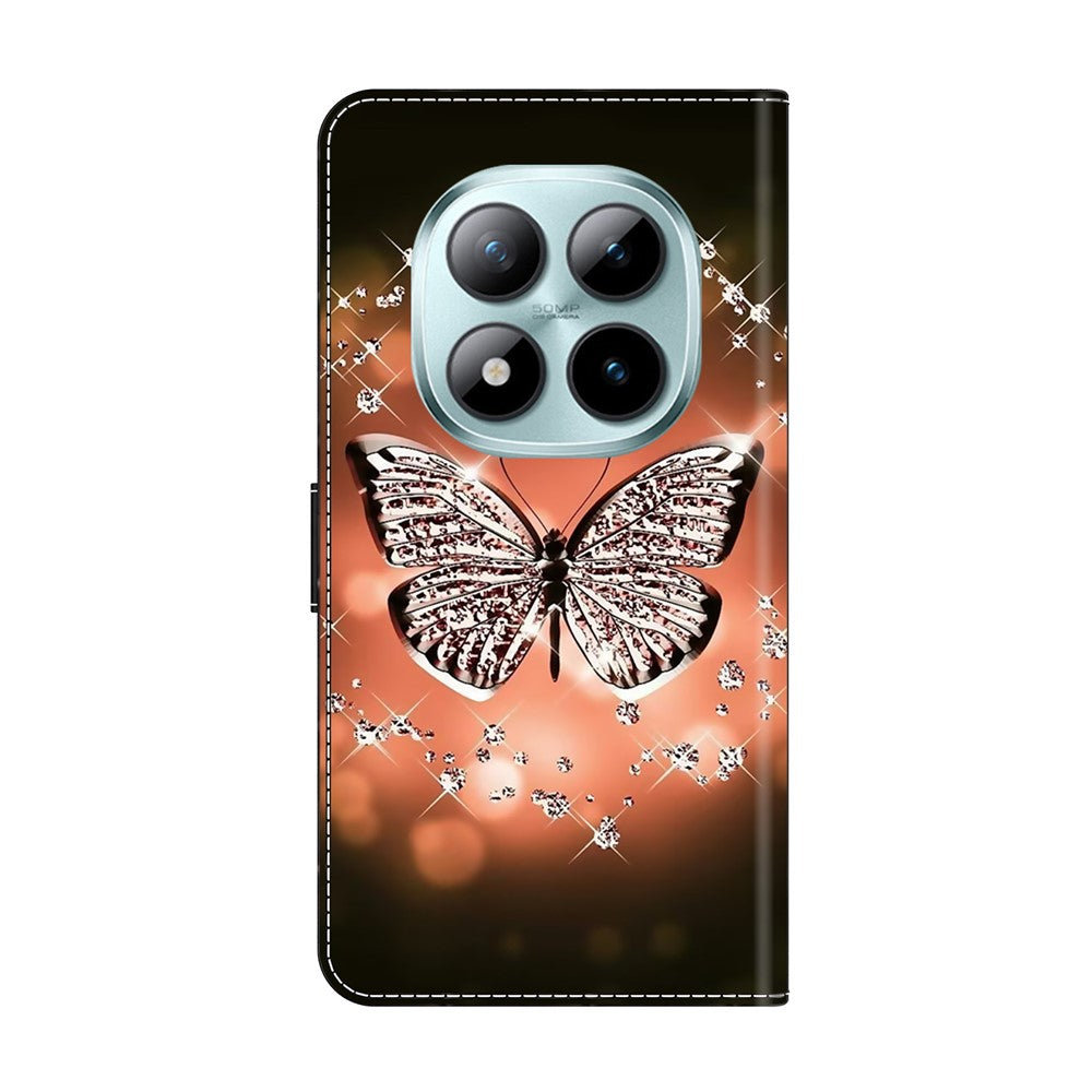 For Xiaomi Poco M8 Pro 5G / Redmi Note 15 Pro+ 5G (Global) Case 3D Pattern PU Leather Wallet Phone Cover with Stand - Crystal Butterfly