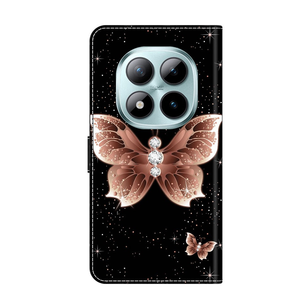 For Xiaomi Poco M8 Pro 5G / Redmi Note 15 Pro+ 5G (Global) Case 3D Pattern PU Leather Wallet Phone Cover with Stand - Pink Diamond Butterfly