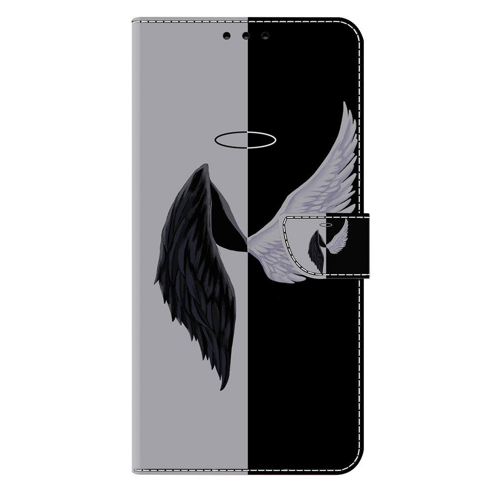 For Xiaomi Redmi Note 15 Pro 5G (Global) Case Magnetic Clasp 3D Pattern Leather Wallet Phone Cover - Black  /  White Wings