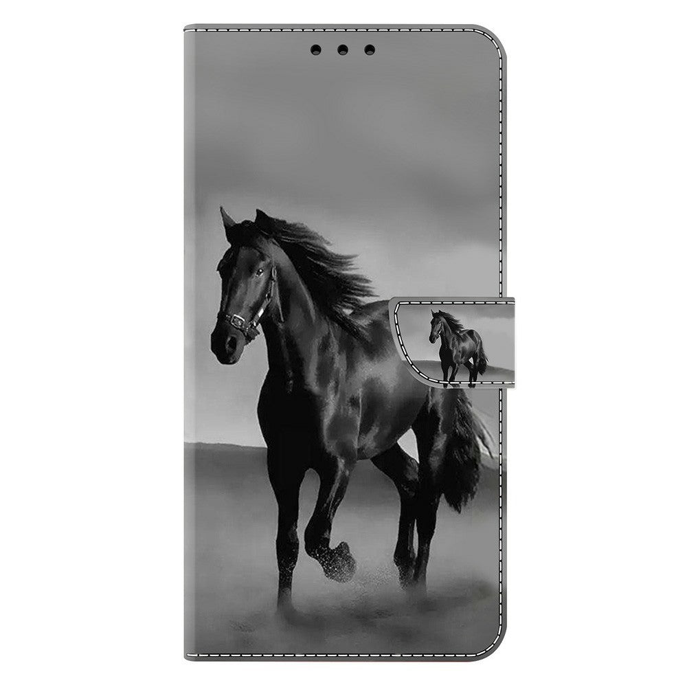 For Xiaomi Redmi Note 15 Pro 5G (Global) Case Magnetic Clasp 3D Pattern Leather Wallet Phone Cover - Black Horse