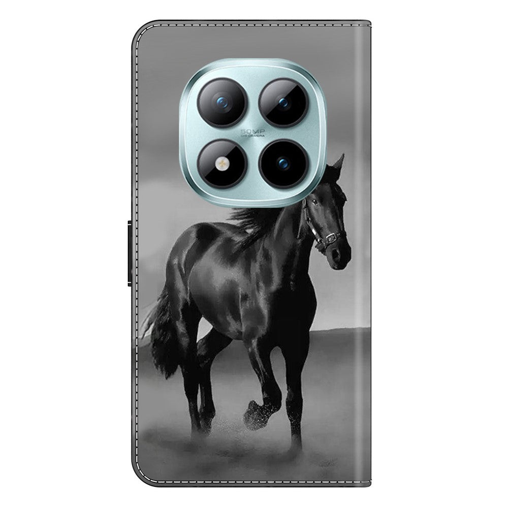 For Xiaomi Redmi Note 15 Pro 5G (Global) Case Magnetic Clasp 3D Pattern Leather Wallet Phone Cover - Black Horse