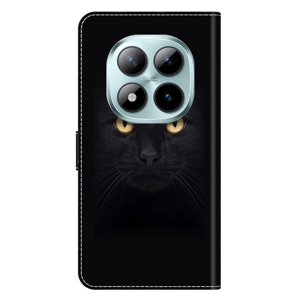 For Xiaomi Redmi Note 15 Pro 5G (Global) Case Magnetic Clasp 3D Pattern Leather Wallet Phone Cover - Black Cat