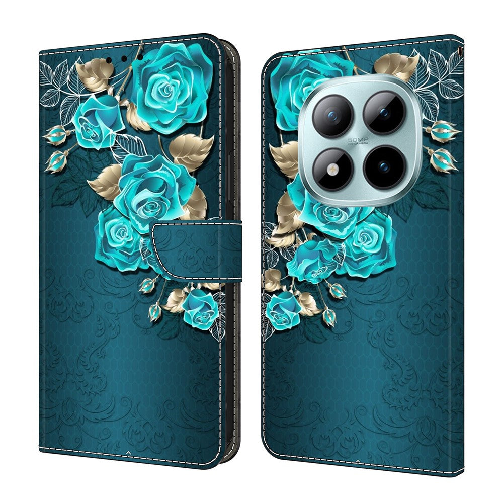 For Xiaomi Redmi Note 15 Pro 5G (Global) Case Magnetic Clasp 3D Pattern Leather Wallet Phone Cover - Blue Rose
