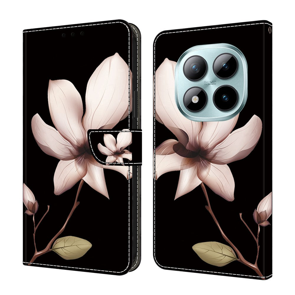 For Xiaomi Redmi Note 15 Pro 5G (Global) Case Magnetic Clasp 3D Pattern Leather Wallet Phone Cover - Pink Flower