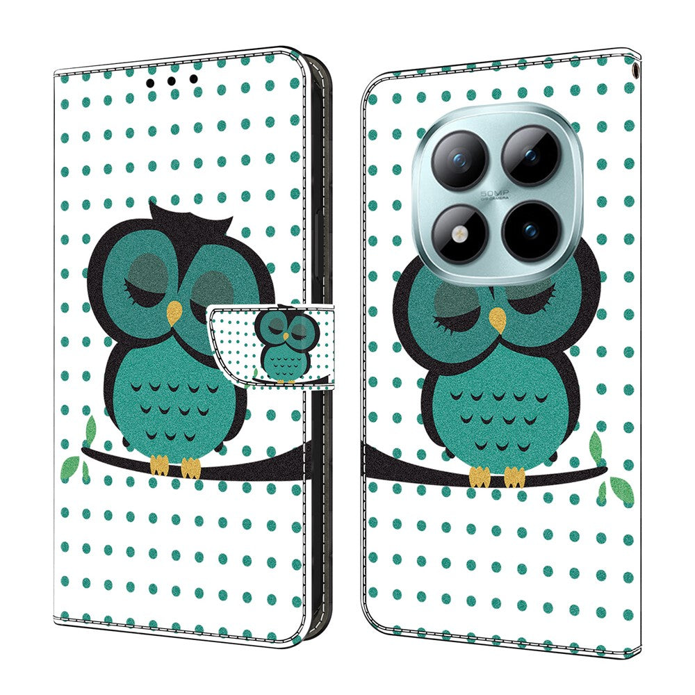For Xiaomi Redmi Note 15 Pro 5G (Global) Case Magnetic Clasp 3D Pattern Leather Wallet Phone Cover - Sleeping Owl