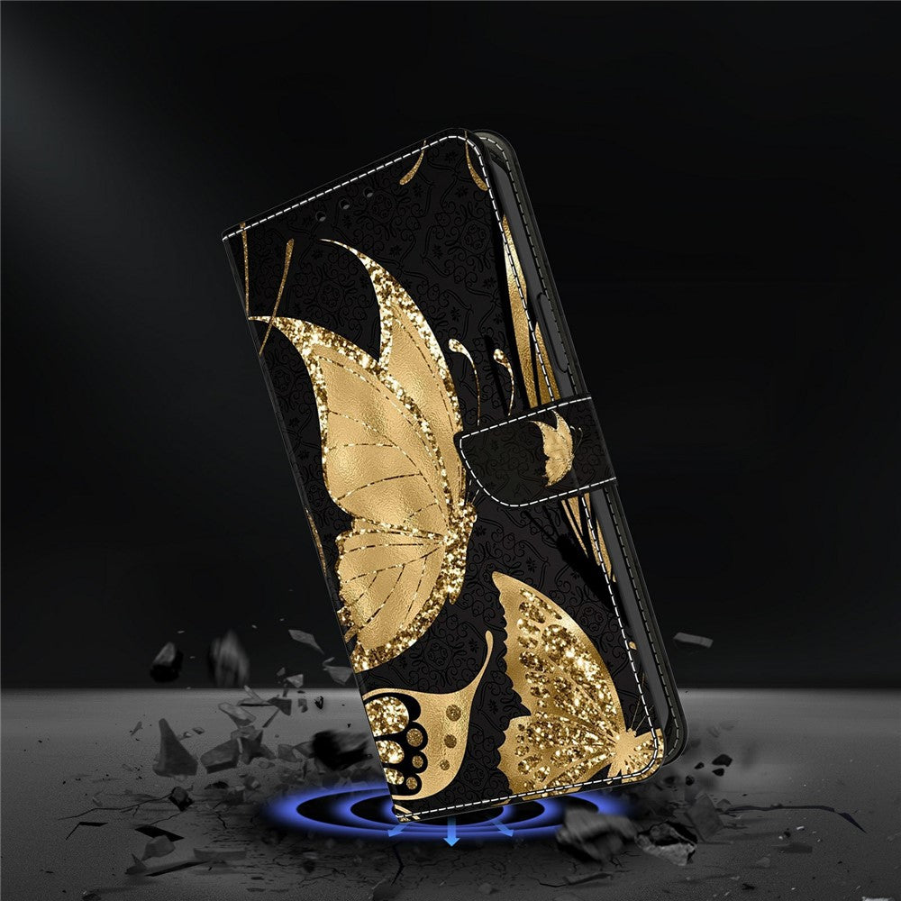 For Xiaomi Redmi Note 15 Pro 5G (Global) Case Magnetic Clasp 3D Pattern Leather Wallet Phone Cover - Golden Butterfly
