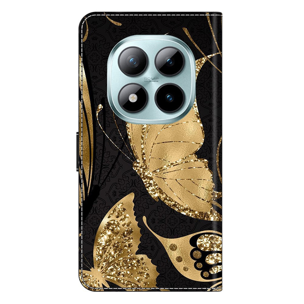 For Xiaomi Redmi Note 15 Pro 5G (Global) Case Magnetic Clasp 3D Pattern Leather Wallet Phone Cover - Golden Butterfly