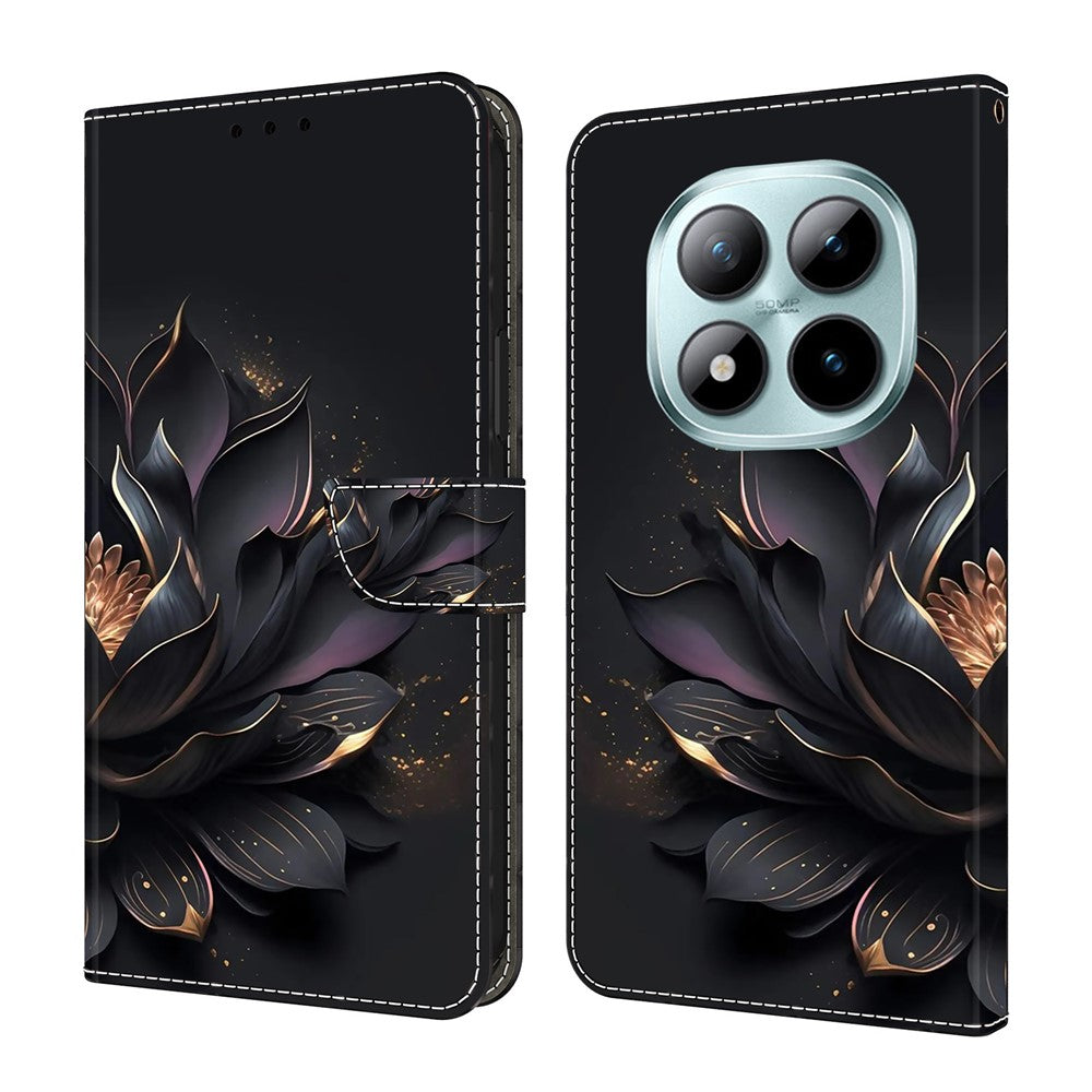 For Xiaomi Redmi Note 15 Pro 5G (Global) Case Magnetic Clasp 3D Pattern Leather Wallet Phone Cover - Purple Lotus