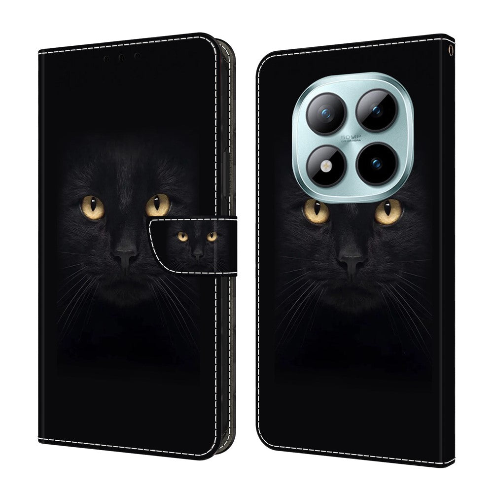 For Xiaomi Poco M8 Pro 5G / Redmi Note 15 Pro+ 5G (Global) Case Magnetic Clasp 3D Pattern Leather Wallet Phone Cover - Black Cat