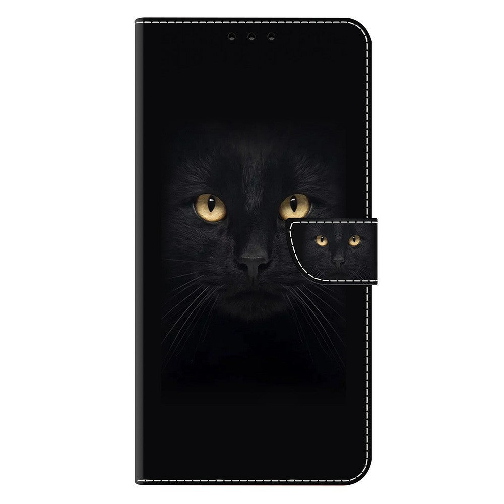 For Xiaomi Poco M8 Pro 5G / Redmi Note 15 Pro+ 5G (Global) Case Magnetic Clasp 3D Pattern Leather Wallet Phone Cover - Black Cat