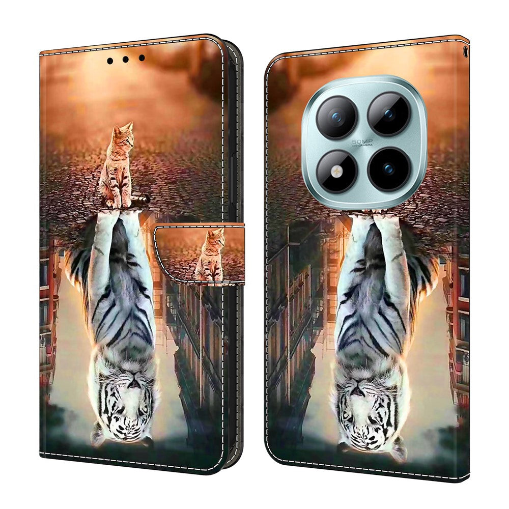 For Xiaomi Poco M8 Pro 5G / Redmi Note 15 Pro+ 5G (Global) Case Magnetic Clasp 3D Pattern Leather Wallet Phone Cover - Cat and Tiger