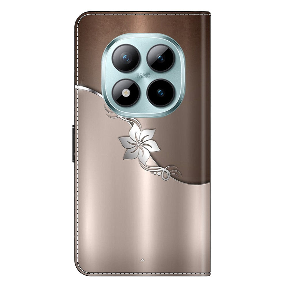 For Xiaomi Poco M8 Pro 5G / Redmi Note 15 Pro+ 5G (Global) Case Magnetic Clasp 3D Pattern Leather Wallet Phone Cover - Silver Flower
