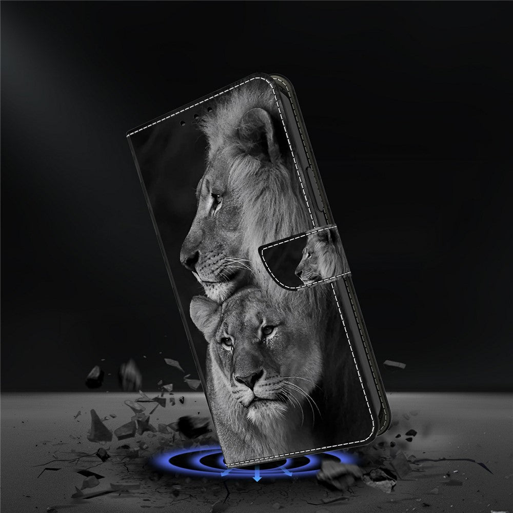 For Xiaomi Poco M8 Pro 5G / Redmi Note 15 Pro+ 5G (Global) Case Magnetic Clasp 3D Pattern Leather Wallet Phone Cover - Couple Lions