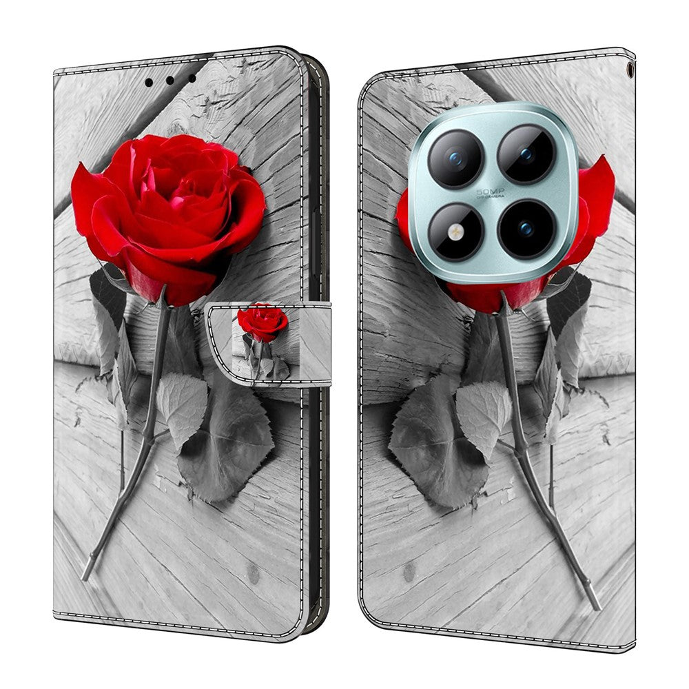 For Xiaomi Poco M8 Pro 5G / Redmi Note 15 Pro+ 5G (Global) Case Magnetic Clasp 3D Pattern Leather Wallet Phone Cover - Rose