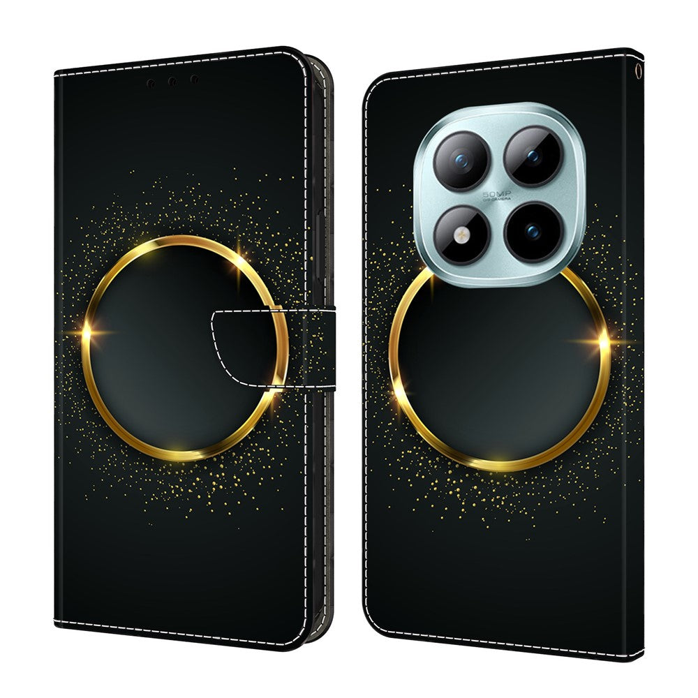 For Xiaomi Redmi Note 15 Pro 5G (Global) Case PU Leather Wallet Phone Cover with Stand - Gold Ring