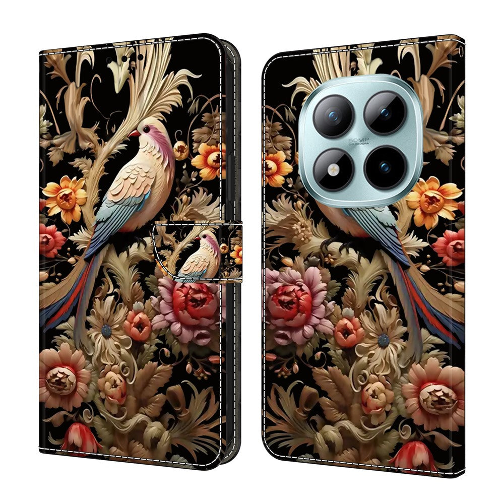 For Xiaomi Redmi Note 15 Pro 5G (Global) Case PU Leather Wallet Phone Cover with Stand - Vintage Flower and Bird