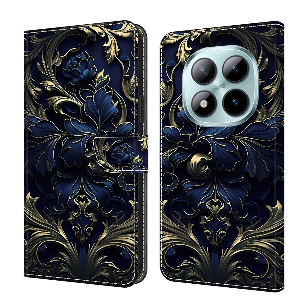For Xiaomi Redmi Note 15 Pro 5G (Global) Case PU Leather Wallet Phone Cover with Stand - Blue Flower
