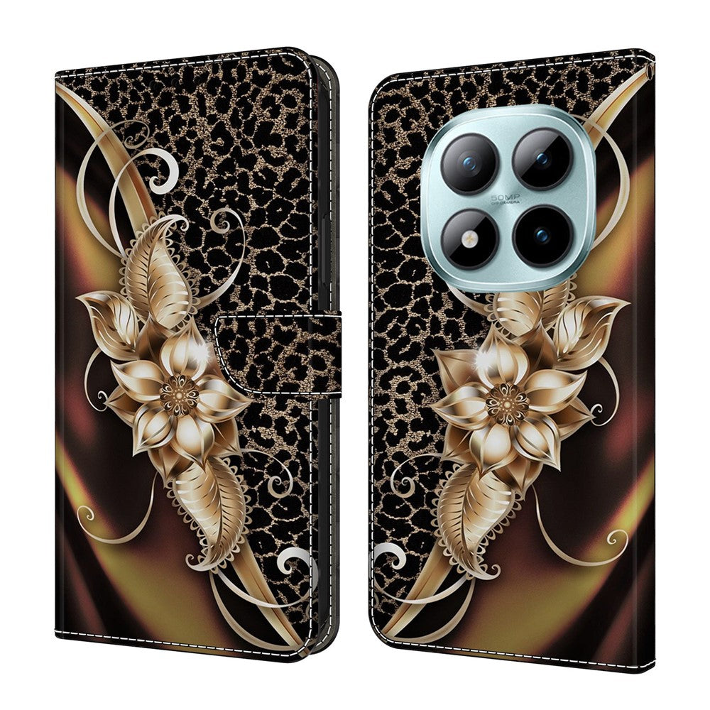 For Xiaomi Poco M8 Pro 5G / Redmi Note 15 Pro+ 5G (Global) Case PU Leather Wallet Phone Cover with Stand - Metal Flower