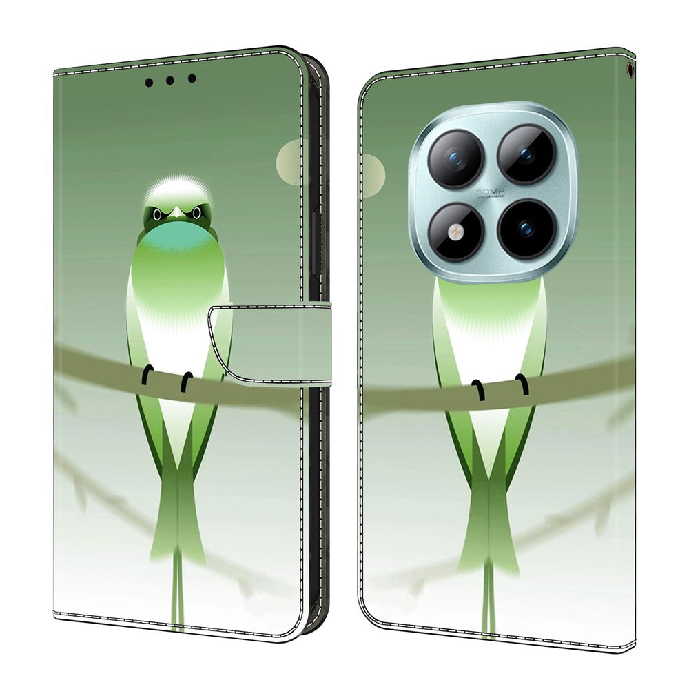 For Xiaomi Poco M8 Pro 5G / Redmi Note 15 Pro+ 5G (Global) Case PU Leather Wallet Phone Cover with Stand - Green Bird