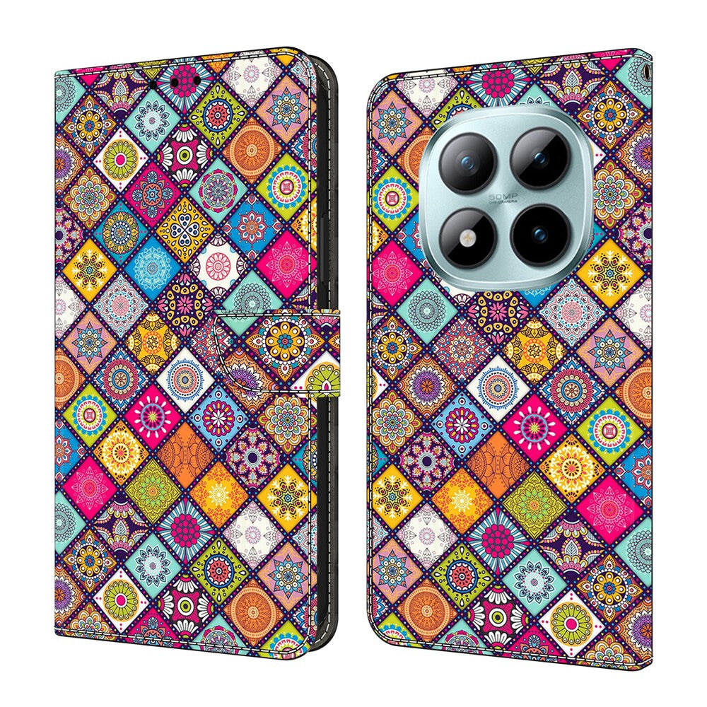 For Xiaomi Redmi Note 15 Pro 5G (Global) Case with Card Slot Pattern Printed TPU + PU Leather Flip Phone Cover - Colorful Leather