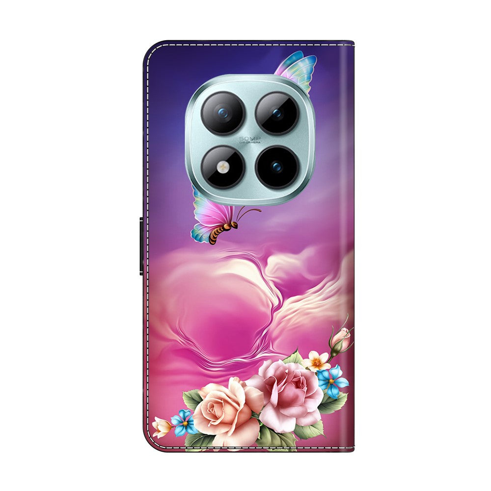 For Xiaomi Redmi Note 15 Pro 5G (Global) Case with Card Slot Pattern Printed TPU + PU Leather Flip Phone Cover - Butterfly Flower
