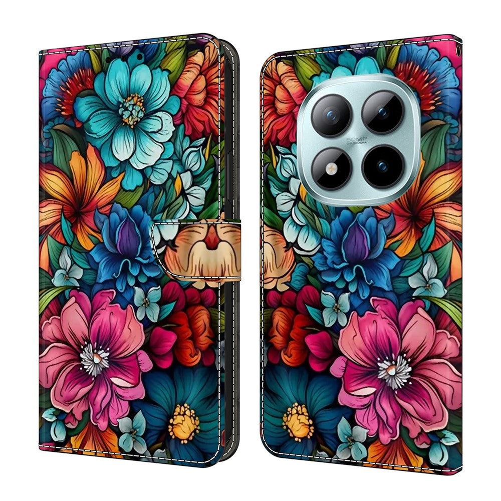 For Xiaomi Redmi Note 15 Pro 5G (Global) Case with Card Slot Pattern Printed TPU + PU Leather Flip Phone Cover - Staphyllum