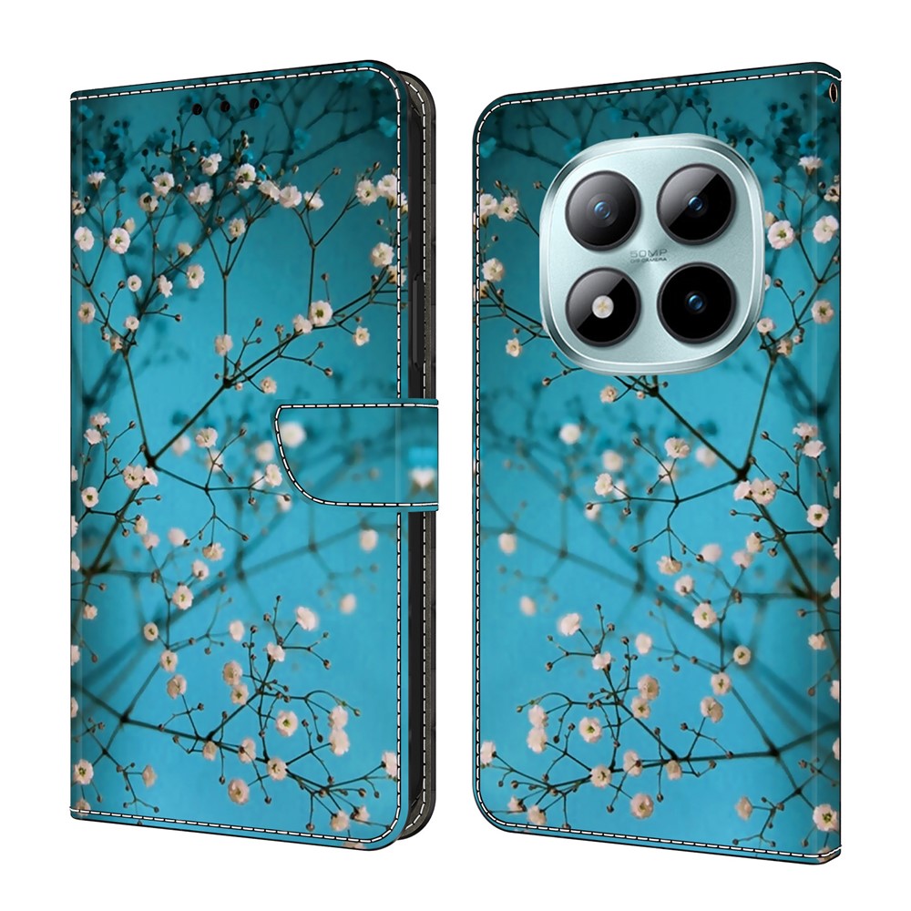 For Xiaomi Redmi Note 15 Pro 5G (Global) Case with Card Slot Pattern Printed TPU + PU Leather Flip Phone Cover - Flower Branch