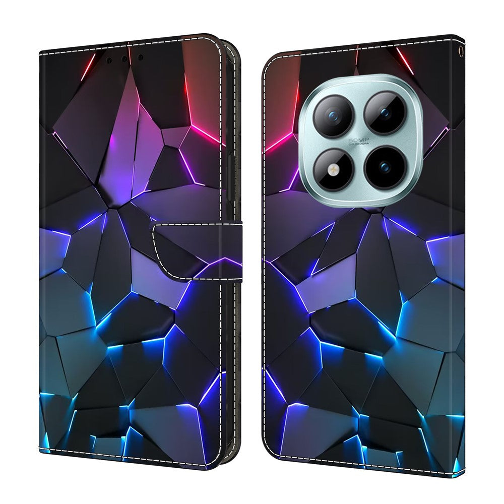 For Xiaomi Redmi Note 15 Pro 5G (Global) Case with Card Slot Pattern Printed TPU + PU Leather Flip Phone Cover - Blue Cracks