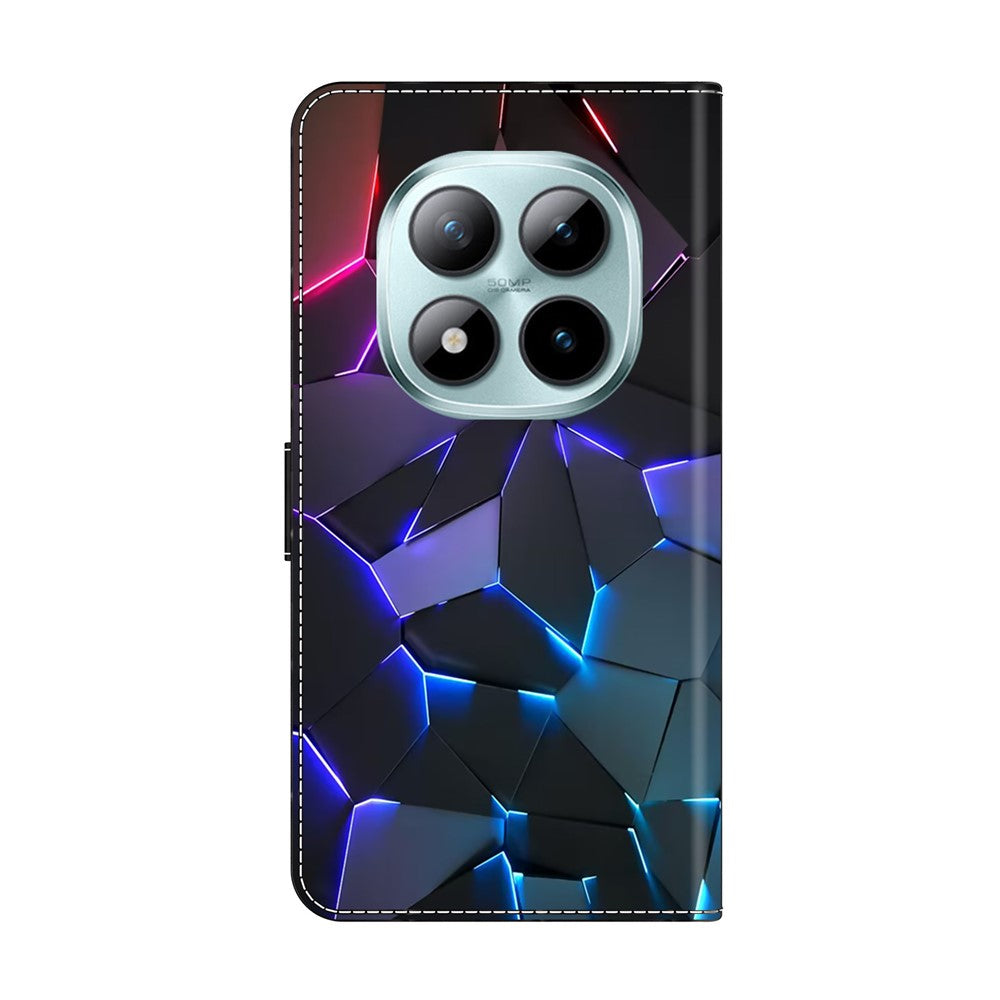 For Xiaomi Redmi Note 15 Pro 5G (Global) Case with Card Slot Pattern Printed TPU + PU Leather Flip Phone Cover - Blue Cracks