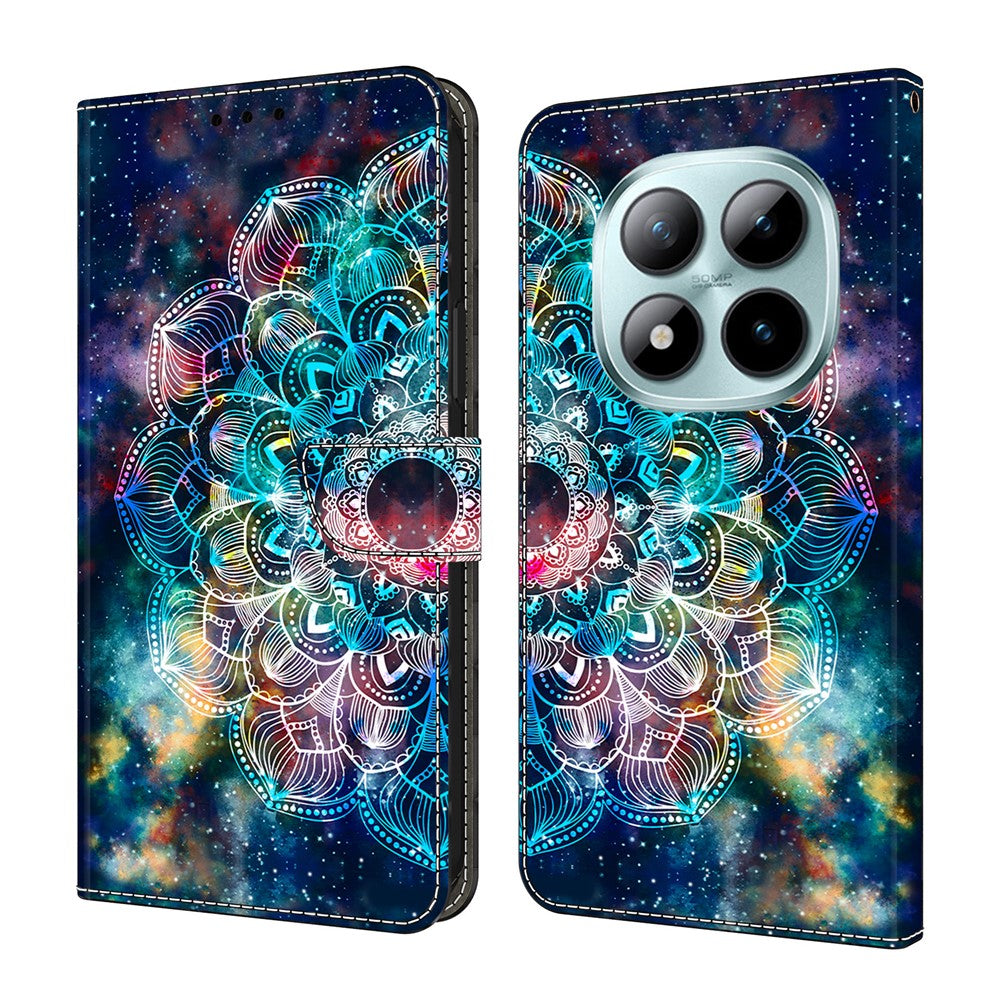 For Xiaomi Redmi Note 15 Pro 5G (Global) Case with Card Slot Pattern Printed TPU + PU Leather Flip Phone Cover - Gyro Flower