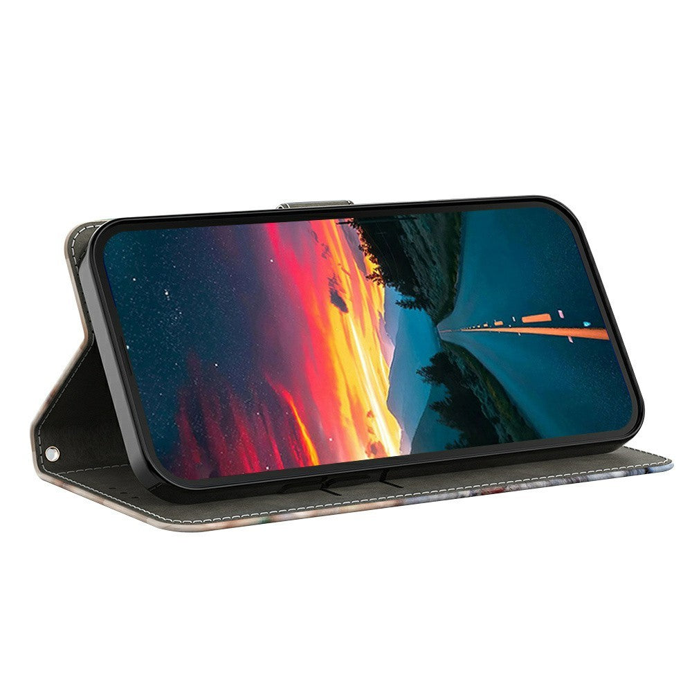 For Xiaomi Poco M8 Pro 5G / Redmi Note 15 Pro+ 5G (Global) Case with Card Slot Pattern Printed TPU + PU Leather Flip Phone Cover - Lotus