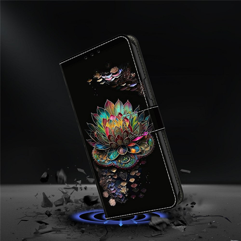 For Xiaomi Poco M8 Pro 5G / Redmi Note 15 Pro+ 5G (Global) Case with Card Slot Pattern Printed TPU + PU Leather Flip Phone Cover - Lotus