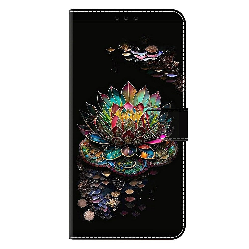 For Xiaomi Poco M8 Pro 5G / Redmi Note 15 Pro+ 5G (Global) Case with Card Slot Pattern Printed TPU + PU Leather Flip Phone Cover - Lotus