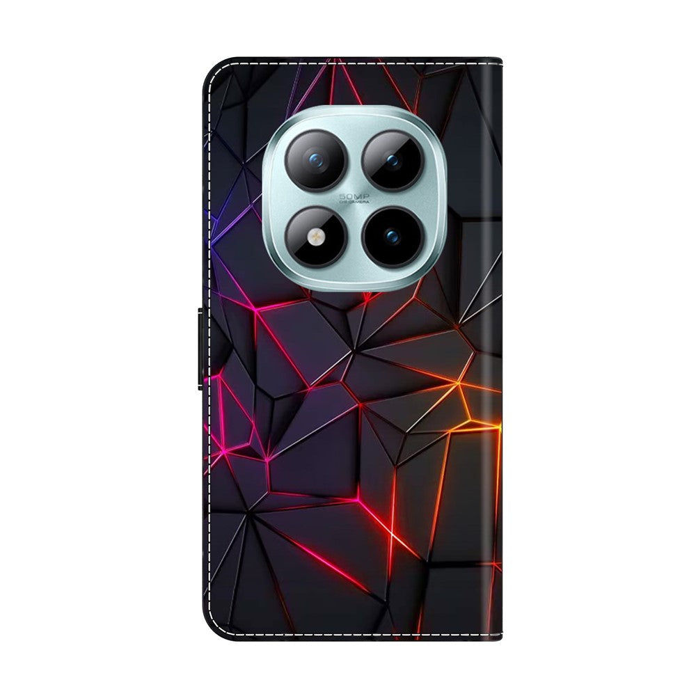 For Xiaomi Poco M8 Pro 5G / Redmi Note 15 Pro+ 5G (Global) Case with Card Slot Pattern Printed TPU + PU Leather Flip Phone Cover - Red Cracks