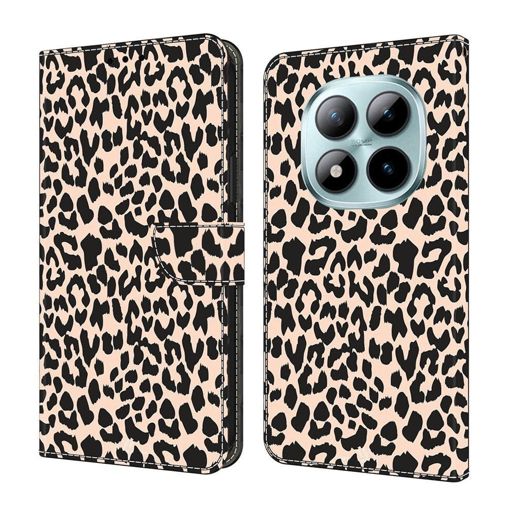 For Xiaomi Poco M8 Pro 5G / Redmi Note 15 Pro+ 5G (Global) Case with Card Slot Pattern Printed TPU + PU Leather Flip Phone Cover - Leopard Print